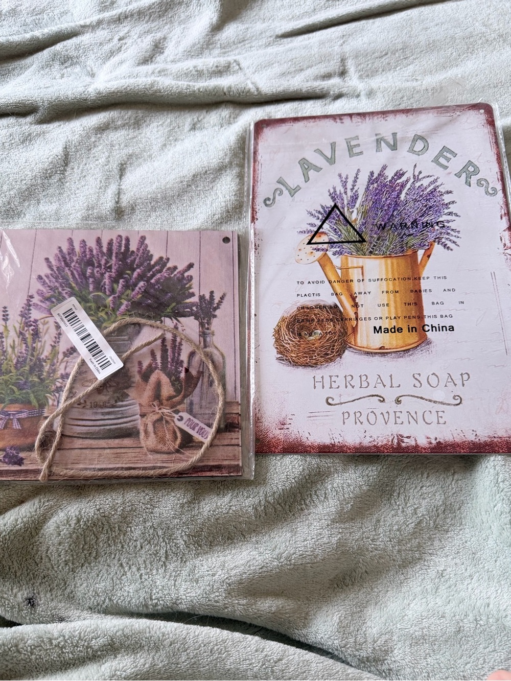Set of 2 French Country Lavender Wall Art Signs - Vintage Cottagecore Decor NIP